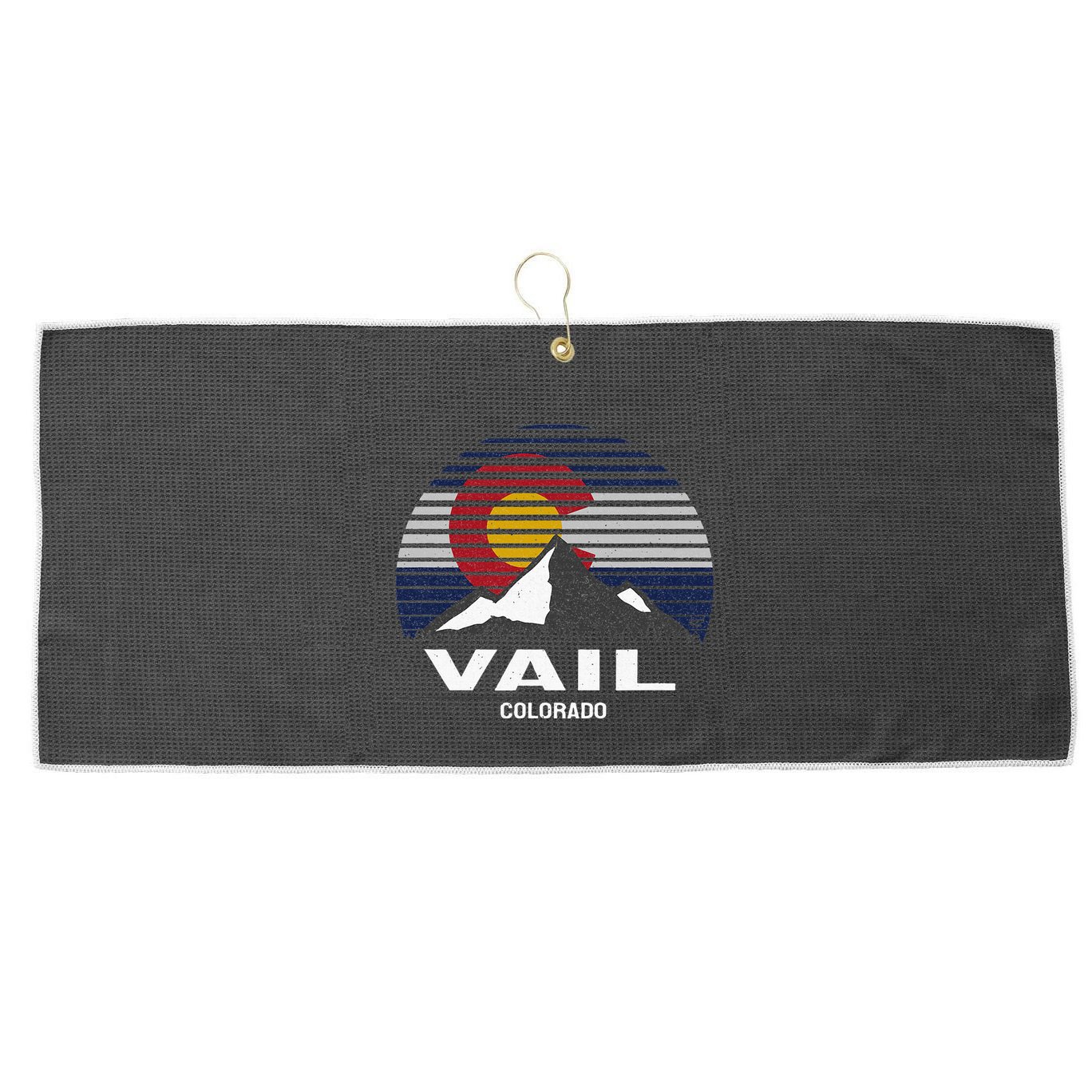 Vail Colorado Flag Mountain Large Microfiber Waffle Golf Towel