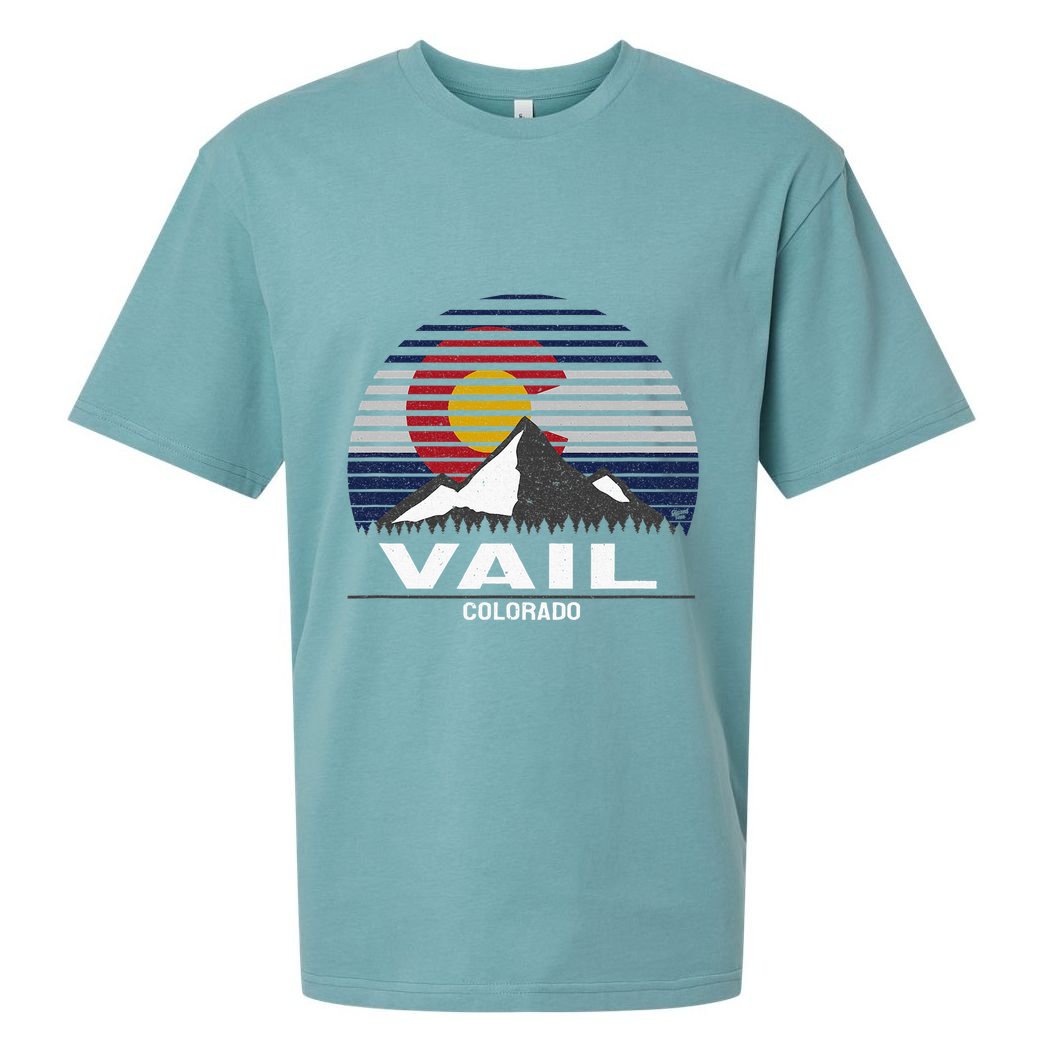Vail Colorado Flag Mountain Sueded Cloud Jersey T-Shirt