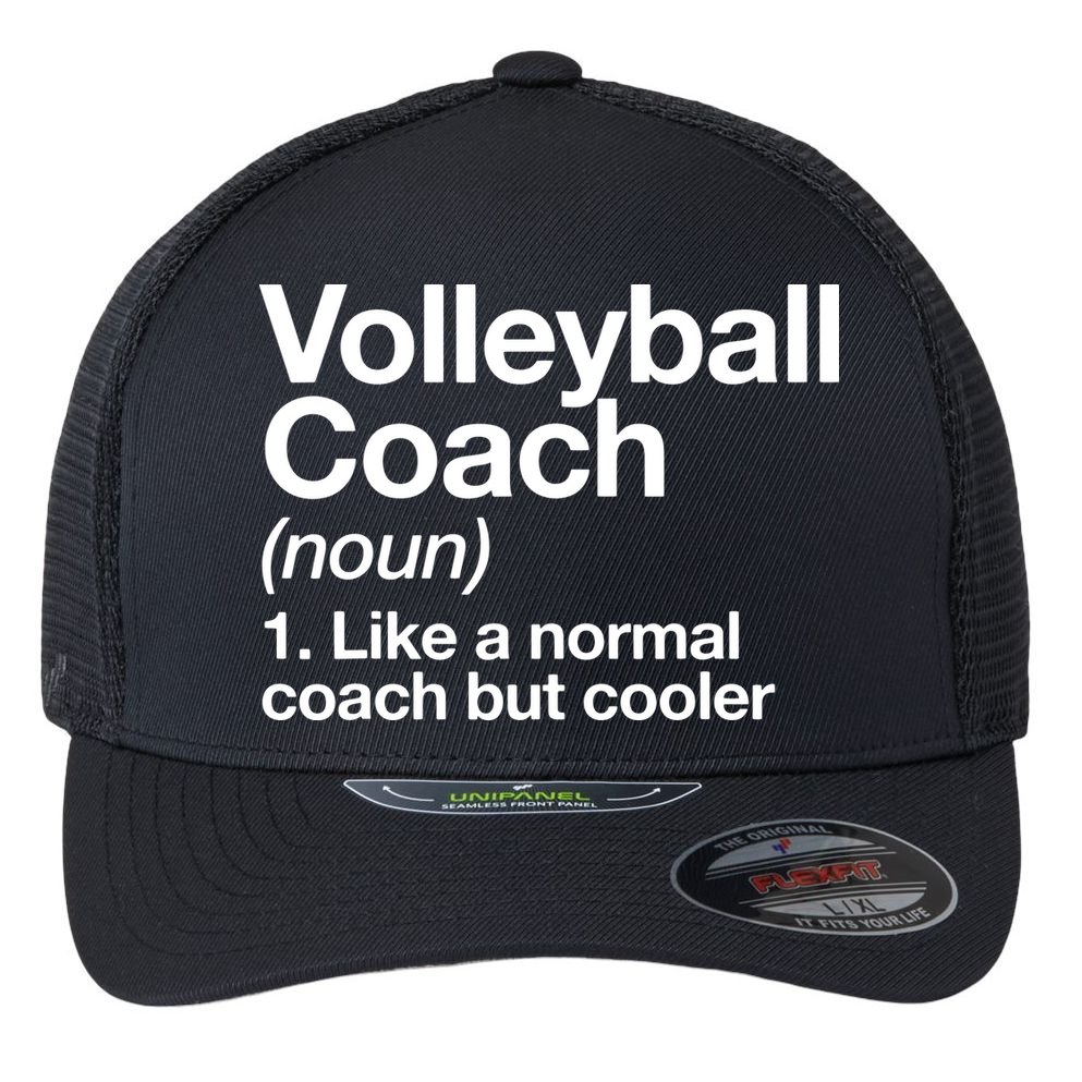 Volleyball Coach Funny Sports Definition Trainer Instructor Flexfit Unipanel Trucker Cap