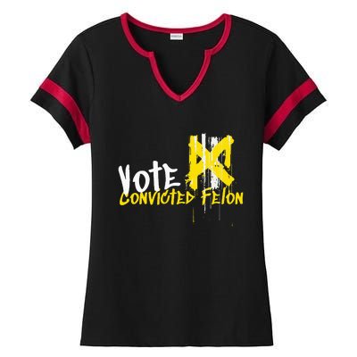 Vote Convicted Felon Usa 2024 Election Graffiti Ladies Halftime Notch Neck Tee