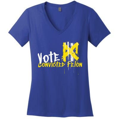 Vote Convicted Felon Usa 2024 Election Graffiti Women's V-Neck T-Shirt