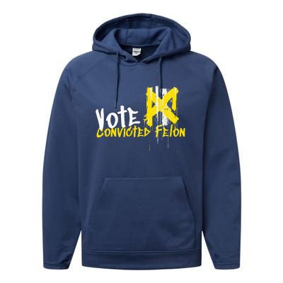 Vote Convicted Felon Usa 2024 Election Graffiti Performance Fleece Hoodie