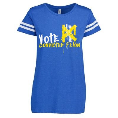 Vote Convicted Felon Usa 2024 Election Graffiti Enza Ladies Jersey Football T-Shirt