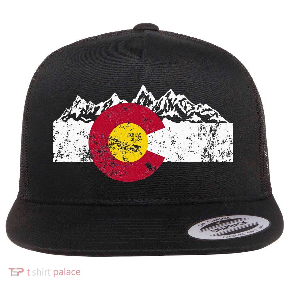 Vintage Colorado Flag Retro Mountain Souvenir Men Women Flatbill Hat