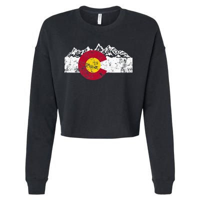 Vintage Colorado Flag Retro Mountain Souvenir Men Women Cropped Pullover Crew