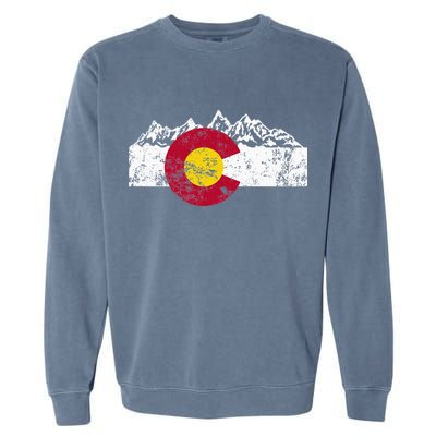 Vintage Colorado Flag Retro Mountain Souvenir Men Women Garment-Dyed Sweatshirt