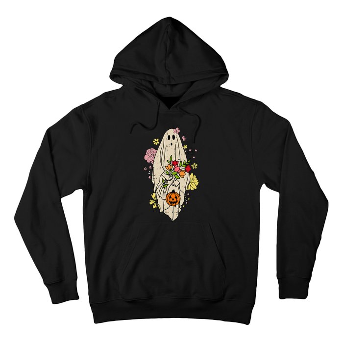 Vintage Cute Floral Ghost Halloween Pumpkin Costume Funny Hoodie