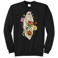 Vintage Cute Floral Ghost Halloween Pumpkin Costume Funny Sweatshirt