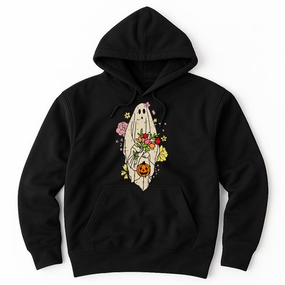 Vintage Cute Floral Ghost Halloween Pumpkin Costume Funny Hoodie