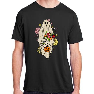 Vintage Cute Floral Ghost Halloween Pumpkin Costume Funny Adult ChromaSoft Performance T-Shirt