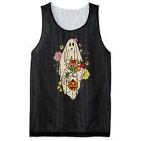 Vintage Cute Floral Ghost Halloween Pumpkin Costume Funny Mesh Reversible Basketball Jersey Tank