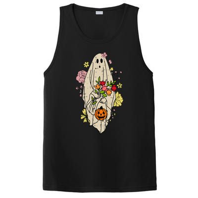 Vintage Cute Floral Ghost Halloween Pumpkin Costume Funny PosiCharge Competitor Tank