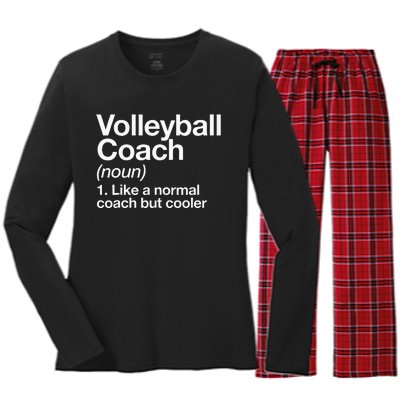 Volleyball Coach Funny Sports Definition Trainer Instructor Women's Long Sleeve Flannel Pajama Set 