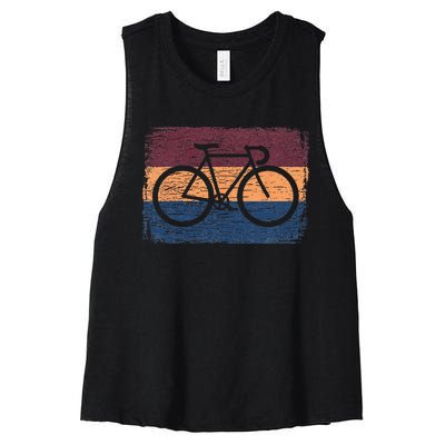 Vintage Cycling Funny Classic Bicycle Bicycling Lover Outfit Women's Racerback Cropped Tank