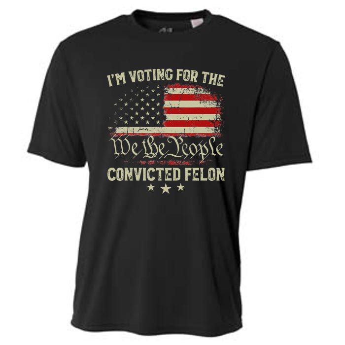 Voting Convicted Felon Trump 2024 Us Flag Cooling Performance Crew T-Shirt