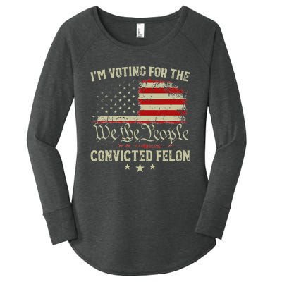 Voting Convicted Felon Trump 2024 Us Flag Women's Perfect Tri Tunic Long Sleeve Shirt