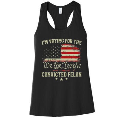 Voting Convicted Felon Trump 2024 Us Flag Women's Racerback Tank