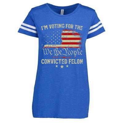 Voting Convicted Felon Trump 2024 Us Flag Enza Ladies Jersey Football T-Shirt