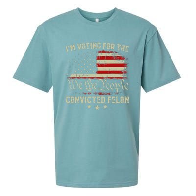 Voting Convicted Felon Trump 2024 Us Flag Sueded Cloud Jersey T-Shirt