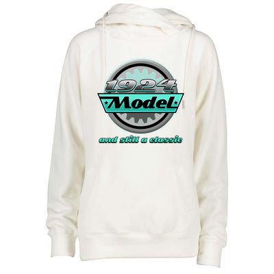 Vintage Car Gear 1924 Model And Still A Classic 100th Birthday Womens Funnel Neck Pullover Hood