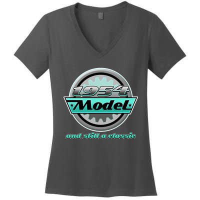 Vintage Car Gear 1954 Model And Still A Classic 70th Birthday Women's V-Neck T-Shirt