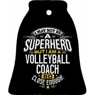 Volleyball Coach Gift Idea Superhero Volleyball Design Is For Dad Mom Grandma Ceramic Bell Ornament