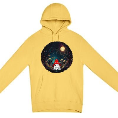 Vintage Cute Ghost Mushroom Forest Halloween Gothic Painting Premium Pullover Hoodie