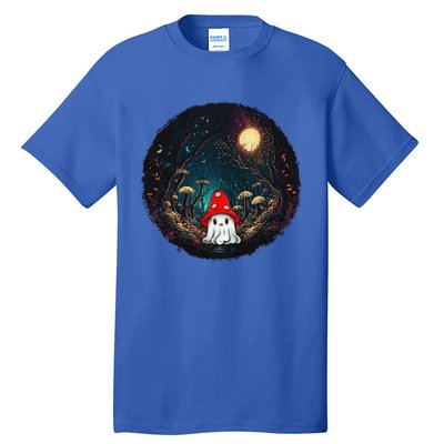 Vintage Cute Ghost Mushroom Forest Halloween Gothic Painting Tall T-Shirt