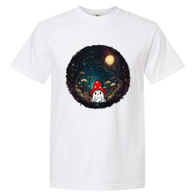 Vintage Cute Ghost Mushroom Forest Halloween Gothic Painting Garment-Dyed Heavyweight T-Shirt