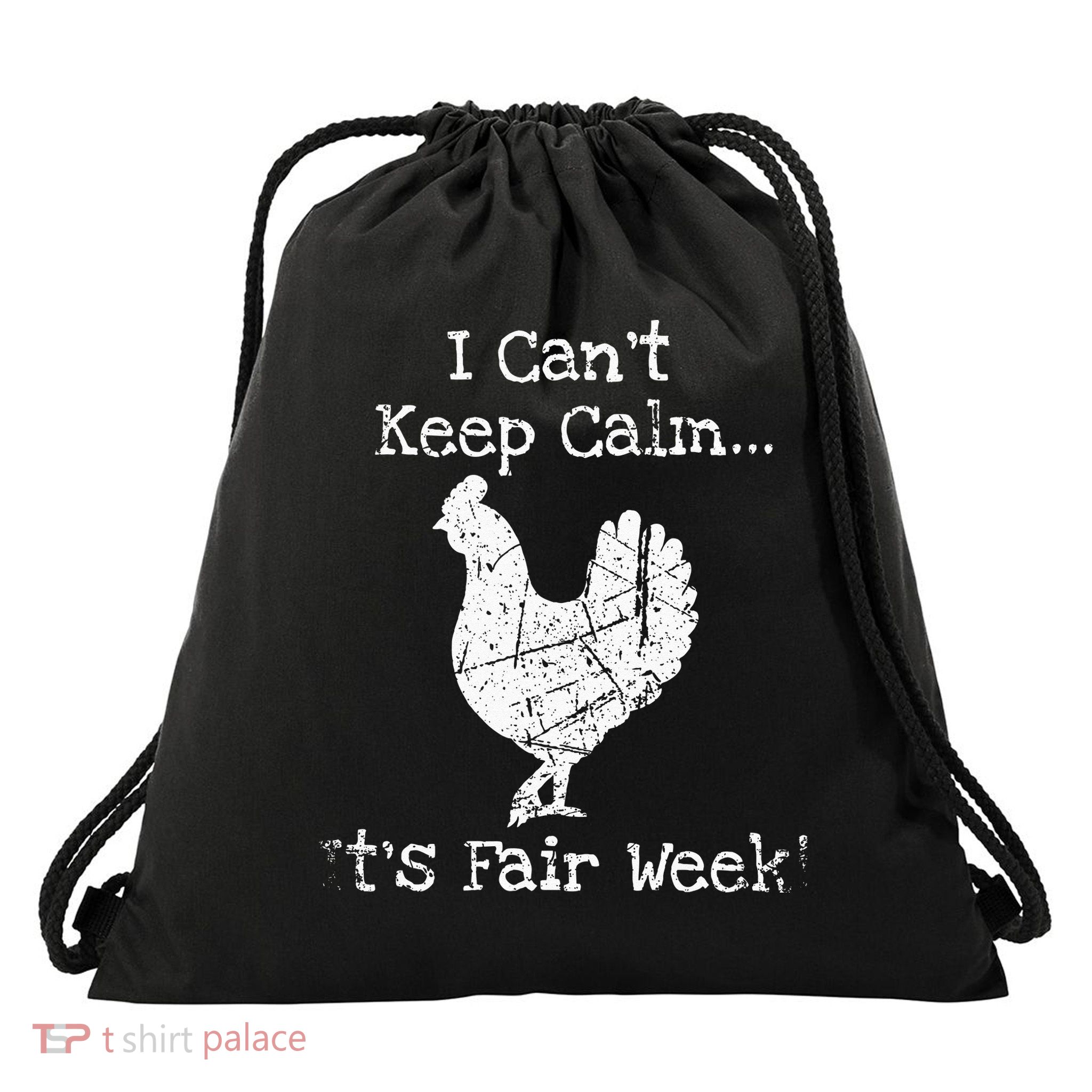 Vintage Chicken Graphic Fun Fair & Livestock Week Poultry Drawstring Bag