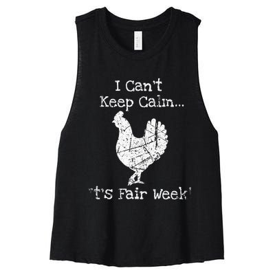 Vintage Chicken Graphic Fun Fair & Livestock Week Poultry Women's Racerback Cropped Tank