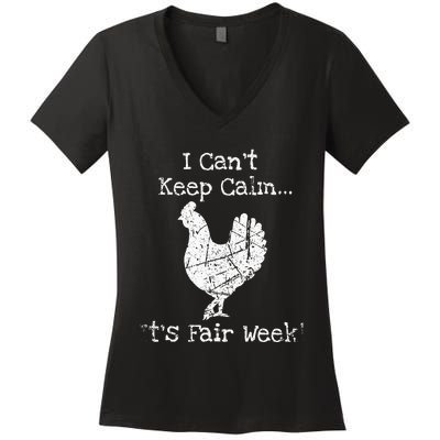 Vintage Chicken Graphic Fun Fair & Livestock Week Poultry Women's V-Neck T-Shirt