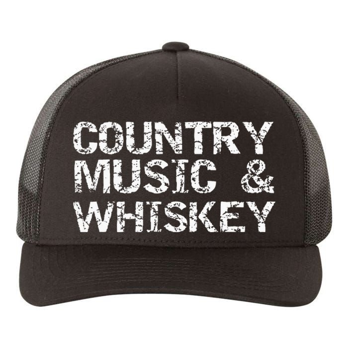 Vintage Country Gift For Men Funny Country Music & Whiskey Yupoong Adult 5-Panel Trucker Hat