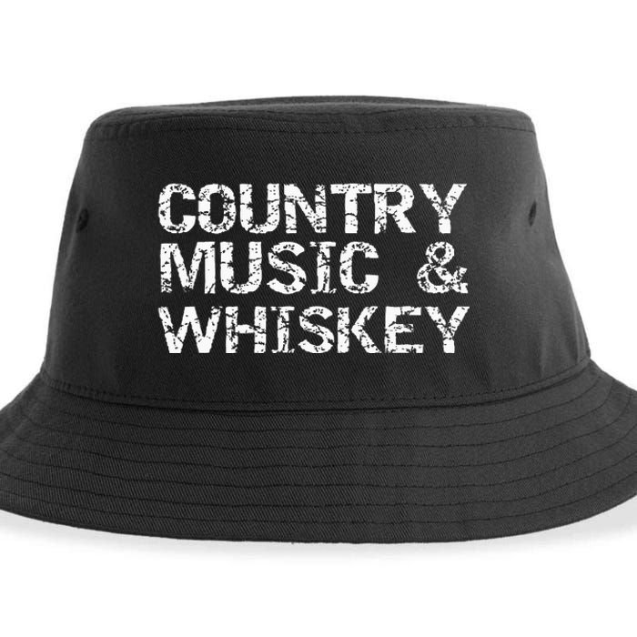 Vintage Country Gift For Men Funny Country Music & Whiskey Sustainable Bucket Hat