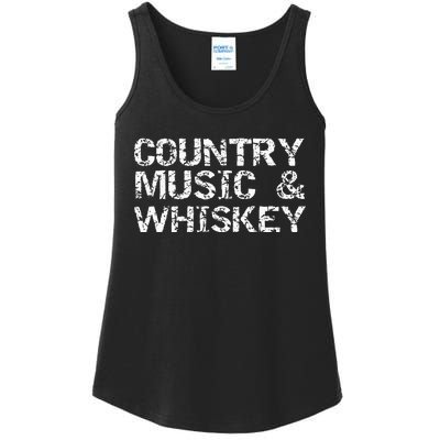 Vintage Country Gift For Men Funny Country Music & Whiskey Ladies Essential Tank