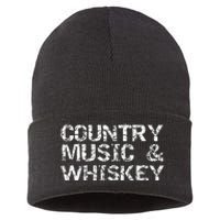 Vintage Country Gift For Men Funny Country Music & Whiskey Sustainable Knit Beanie