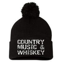 Vintage Country Gift For Men Funny Country Music & Whiskey Pom Pom 12in Knit Beanie