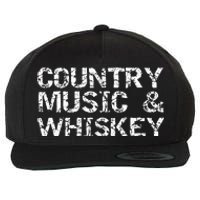 Vintage Country Gift For Men Funny Country Music & Whiskey Wool Snapback Cap