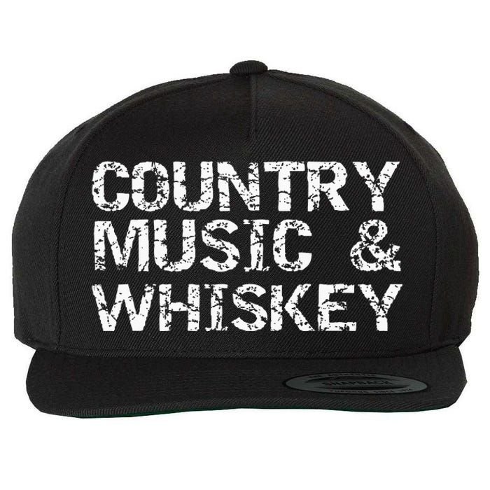 Vintage Country Gift For Men Funny Country Music & Whiskey Wool Snapback Cap