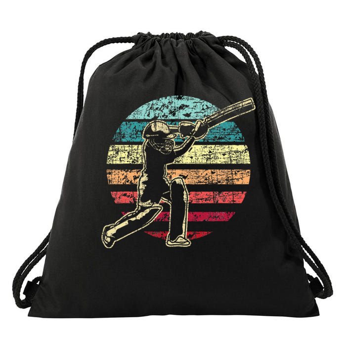 Vintage Cricket Game Cricketer Cricketing Batting  Drawstring Bag