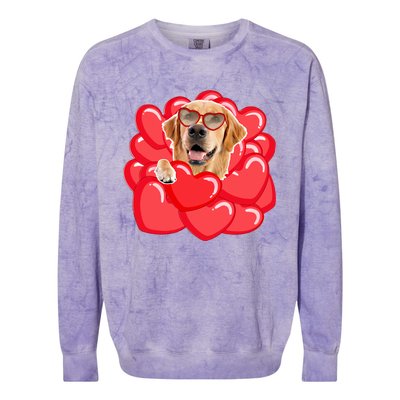 Valentines Cool Gift Dog Lover Golden Retriever Funny Gift Mom Couple Him Cute G Colorblast Crewneck Sweatshirt