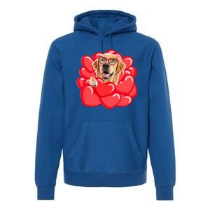 Valentines Cool Gift Dog Lover Golden Retriever Funny Gift Mom Couple Him Cute G Premium Hoodie