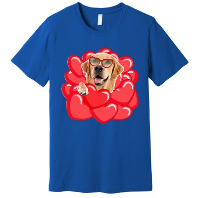 Valentines Cool Gift Dog Lover Golden Retriever Funny Gift Mom Couple Him Cute G Premium T-Shirt