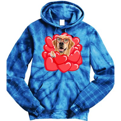 Valentines Cool Gift Dog Lover Golden Retriever Funny Gift Mom Couple Him Cute G Tie Dye Hoodie