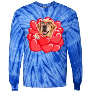 Valentines Cool Gift Dog Lover Golden Retriever Funny Gift Mom Couple Him Cute G Tie-Dye Long Sleeve Shirt