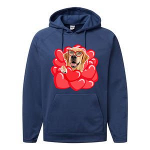 Valentines Cool Gift Dog Lover Golden Retriever Funny Gift Mom Couple Him Cute G Performance Fleece Hoodie