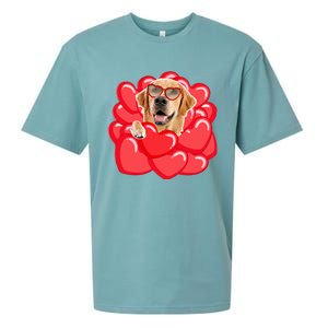 Valentines Cool Gift Dog Lover Golden Retriever Funny Gift Mom Couple Him Cute G Sueded Cloud Jersey T-Shirt