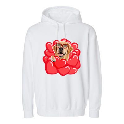 Valentines Cool Gift Dog Lover Golden Retriever Funny Gift Mom Couple Him Cute G Garment-Dyed Fleece Hoodie