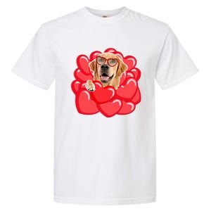 Valentines Cool Gift Dog Lover Golden Retriever Funny Gift Mom Couple Him Cute G Garment-Dyed Heavyweight T-Shirt