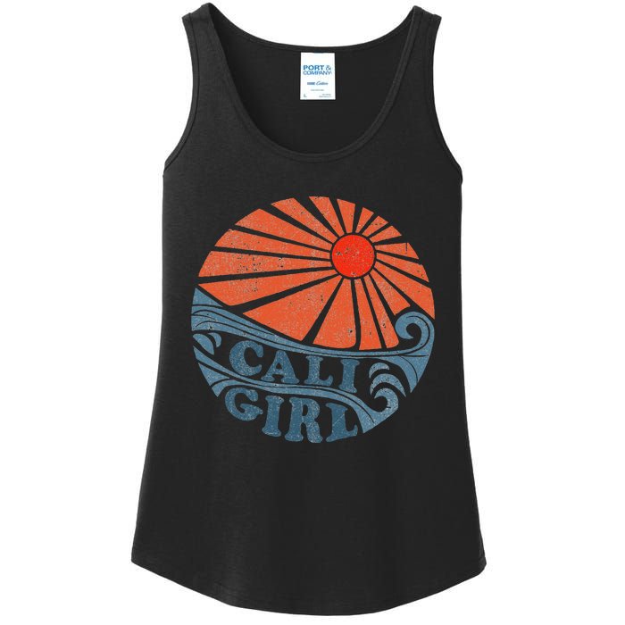 Vintage Cali Girl Retro Beach California Vacation Womens Ladies Essential Tank